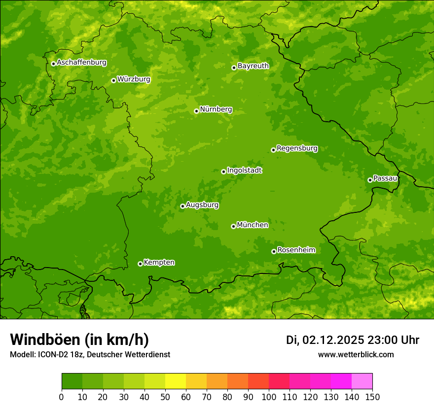 Modellkarten Windgeschwindigkeit