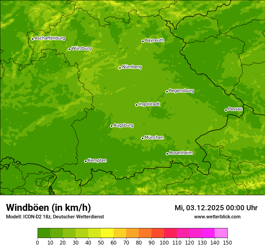 Modellkarten Windgeschwindigkeit