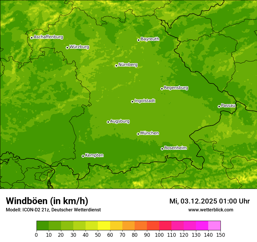 Modellkarten Windgeschwindigkeit