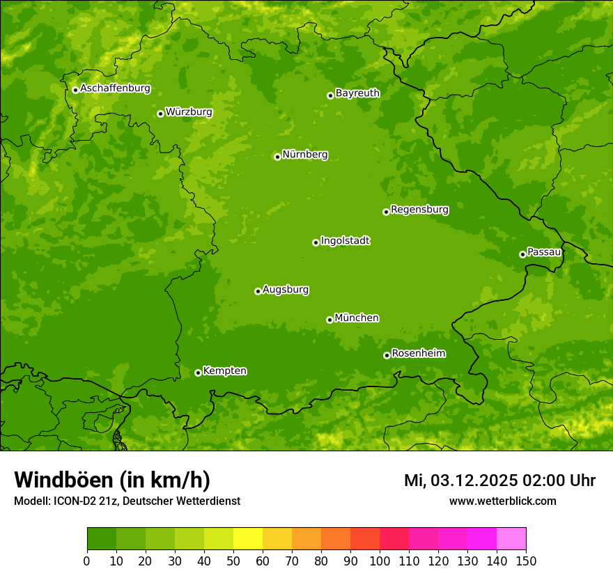 Modellkarten Windgeschwindigkeit