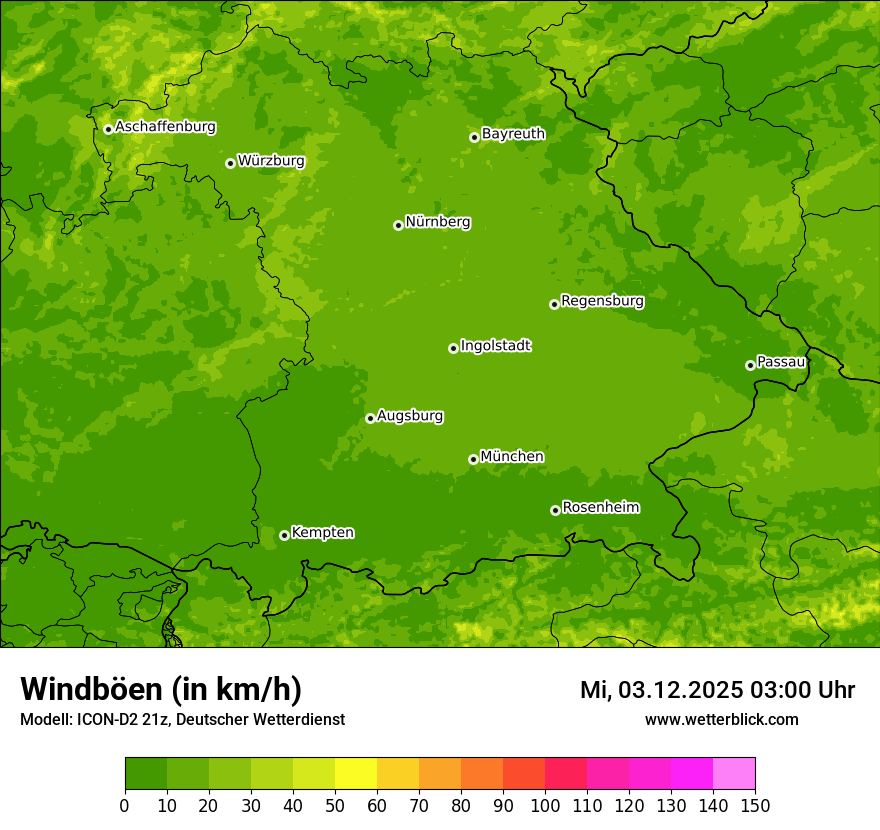 Modellkarten Windgeschwindigkeit