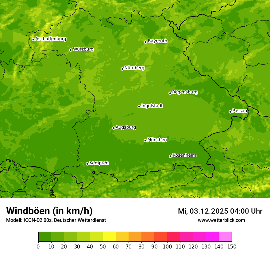 Modellkarten Windgeschwindigkeit