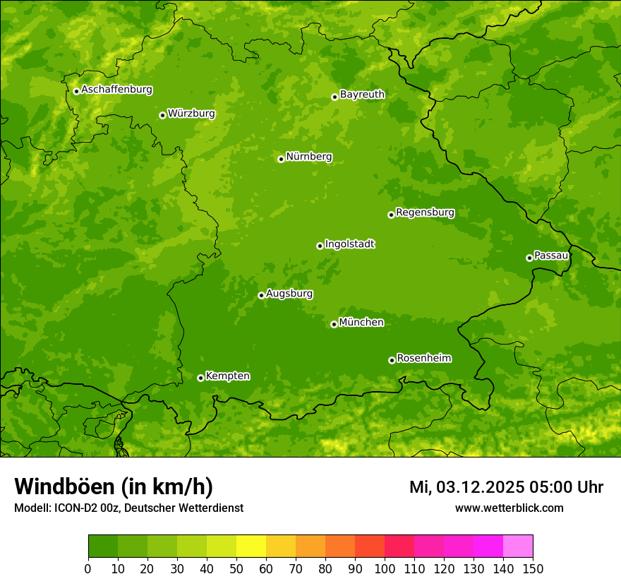 Modellkarten Windgeschwindigkeit