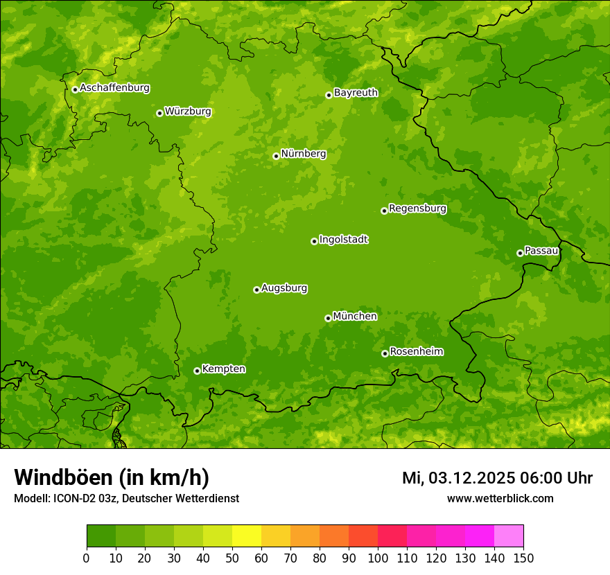 Modellkarten Windgeschwindigkeit