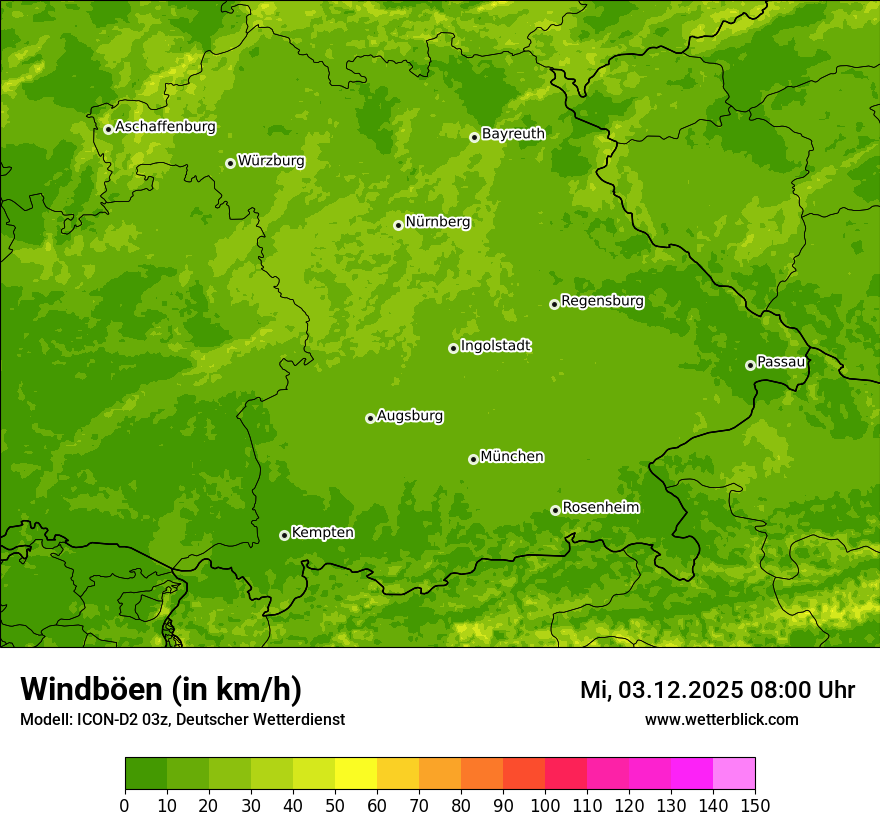 Modellkarten Windgeschwindigkeit