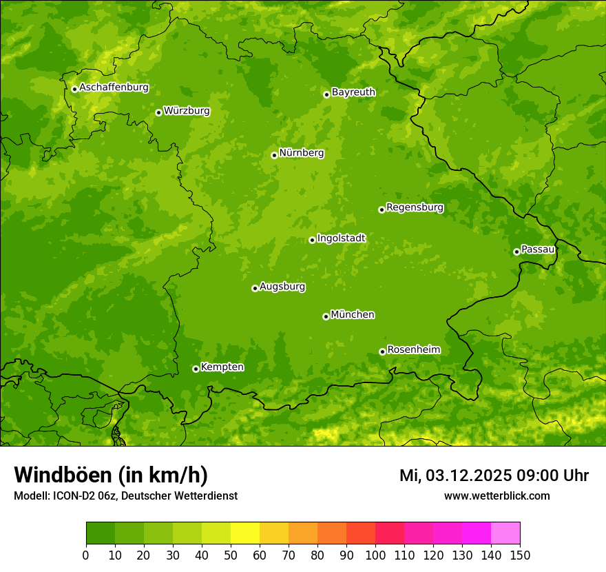 Modellkarten Windgeschwindigkeit