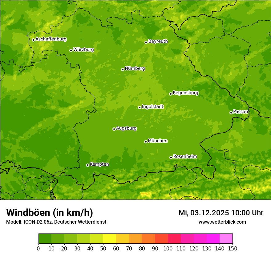 Modellkarten Windgeschwindigkeit