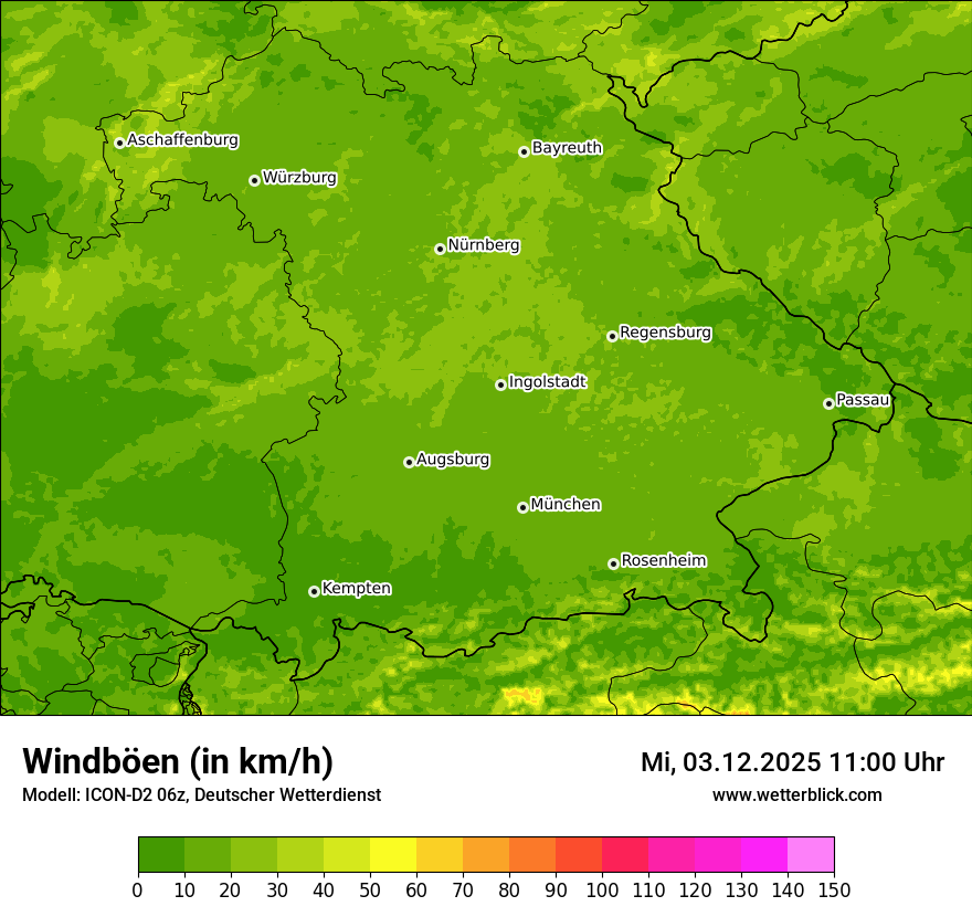 Modellkarten Windgeschwindigkeit