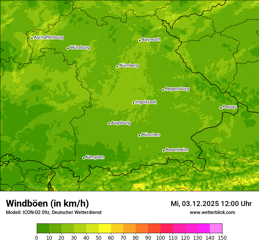 Modellkarten Windgeschwindigkeit