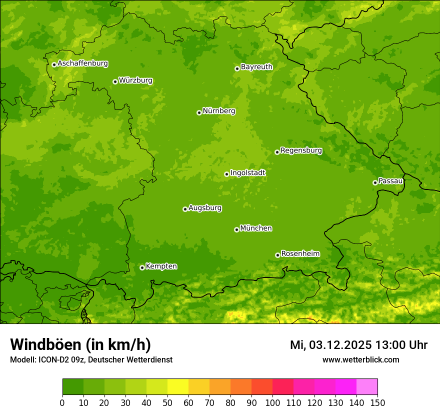 Modellkarten Windgeschwindigkeit