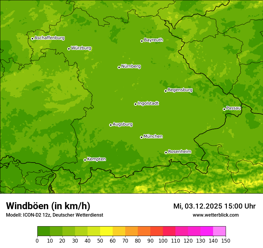 Modellkarten Windgeschwindigkeit