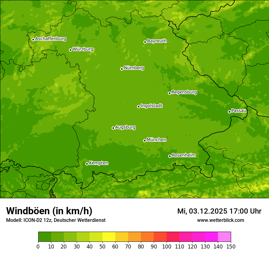 Modellkarten Windgeschwindigkeit