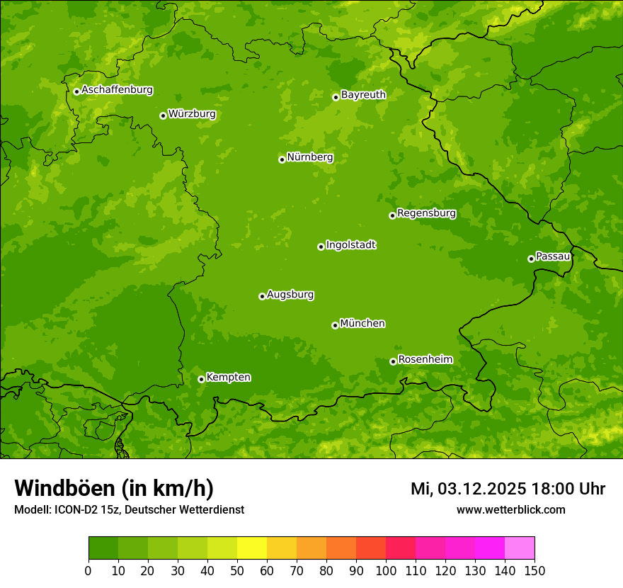 Modellkarten Windgeschwindigkeit
