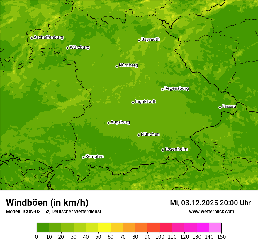 Modellkarten Windgeschwindigkeit