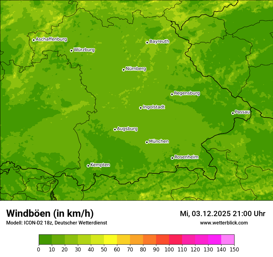 Modellkarten Windgeschwindigkeit
