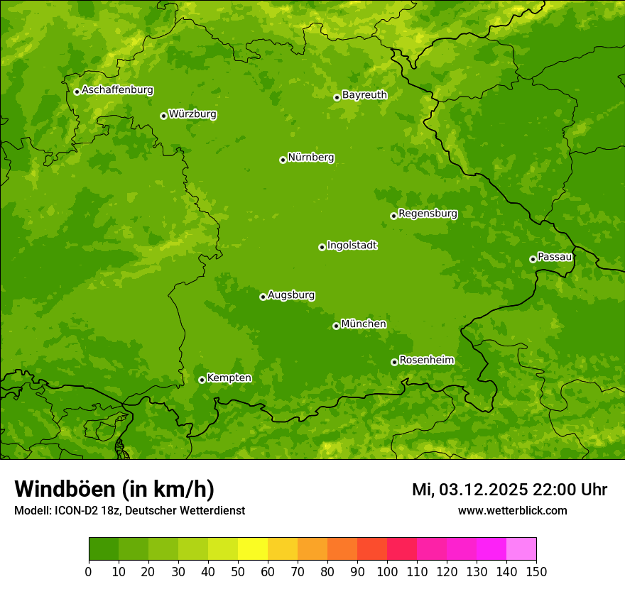 Modellkarten Windgeschwindigkeit
