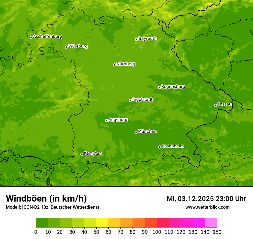 Modellkarten Windgeschwindigkeit