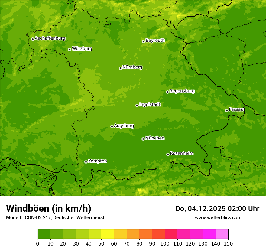 Modellkarten Windgeschwindigkeit