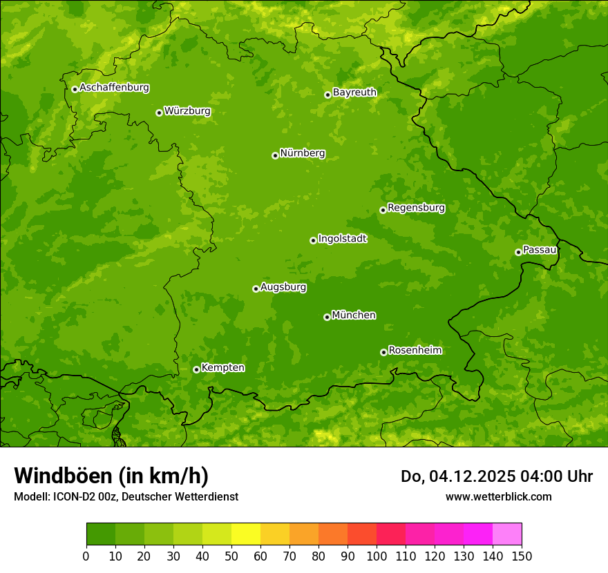 Modellkarten Windgeschwindigkeit