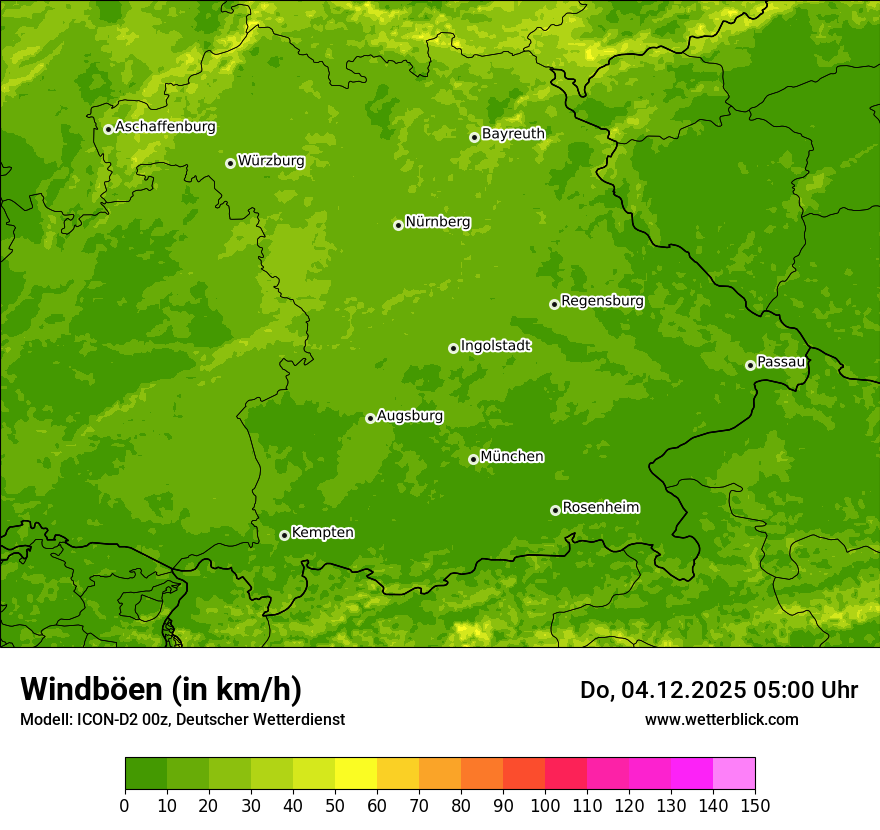 Modellkarten Windgeschwindigkeit