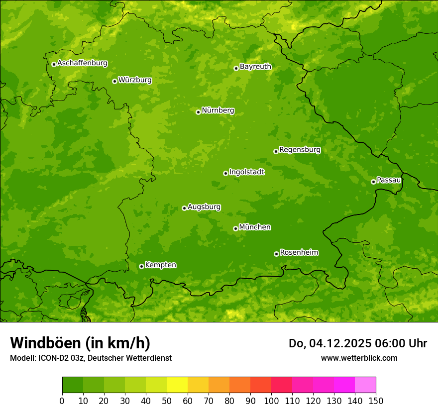 Modellkarten Windgeschwindigkeit