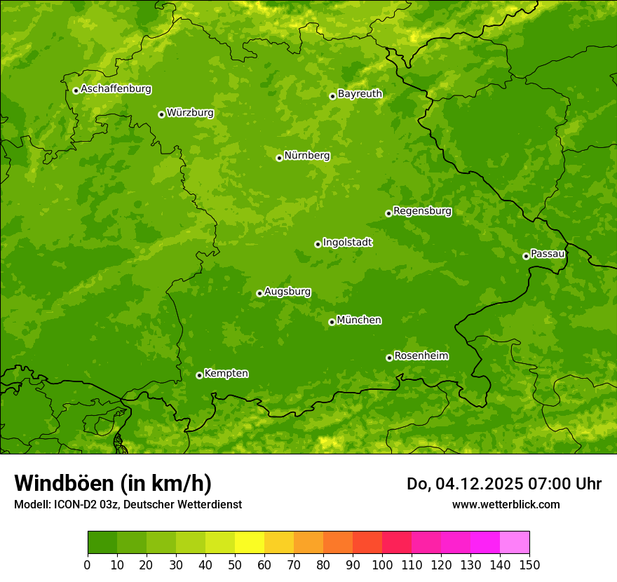 Modellkarten Windgeschwindigkeit