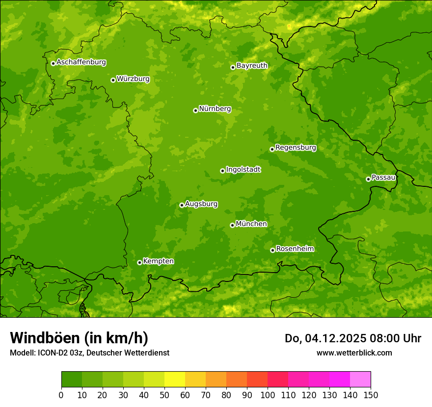 Modellkarten Windgeschwindigkeit