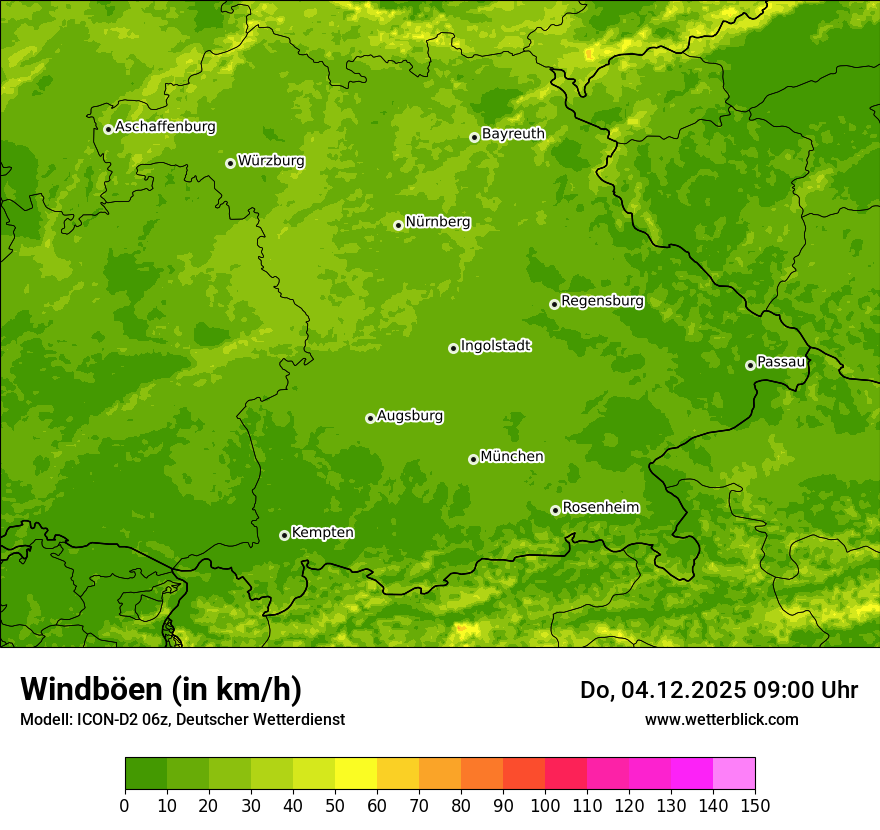 Modellkarten Windgeschwindigkeit