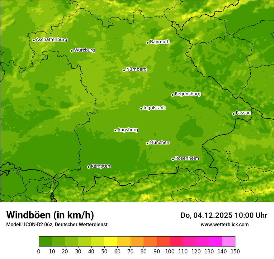 Modellkarten Windgeschwindigkeit