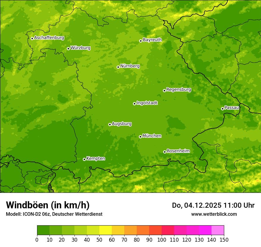 Modellkarten Windgeschwindigkeit