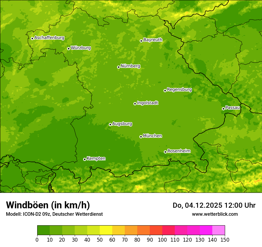 Modellkarten Windgeschwindigkeit
