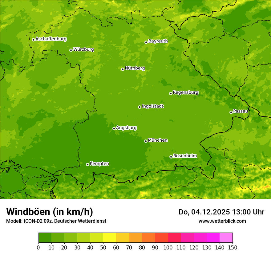 Modellkarten Windgeschwindigkeit