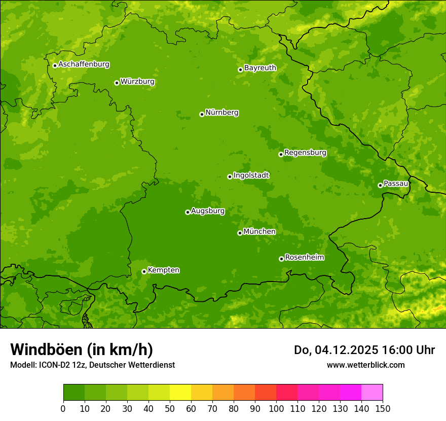 Modellkarten Windgeschwindigkeit