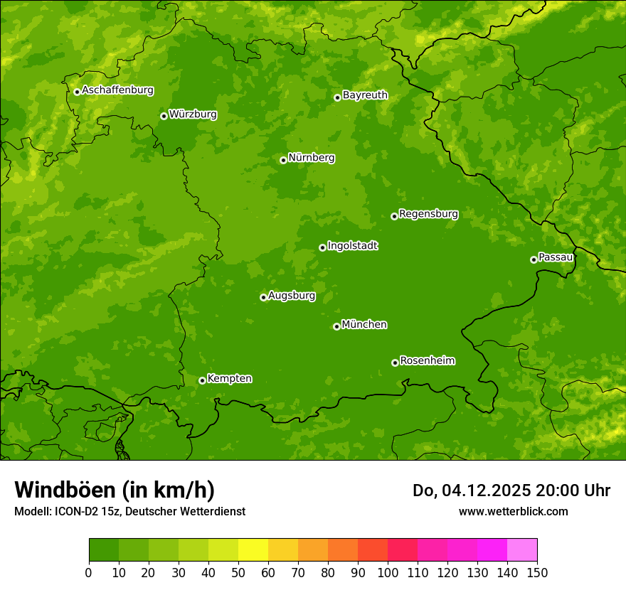 Modellkarten Windgeschwindigkeit