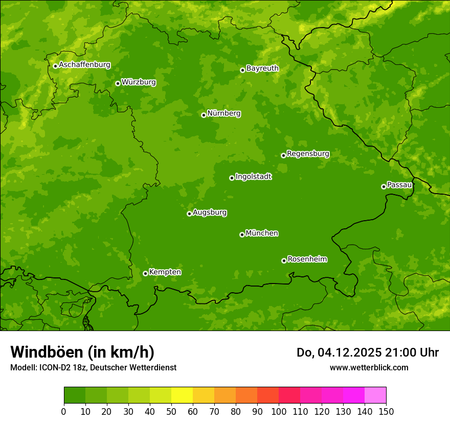 Modellkarten Windgeschwindigkeit