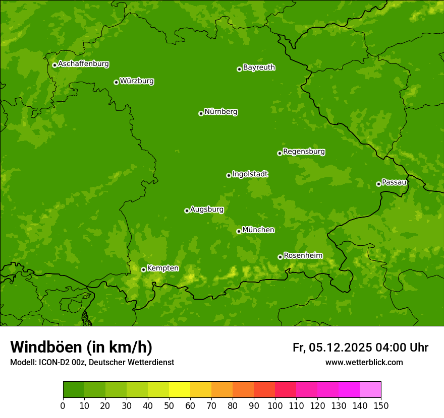 Modellkarten Windgeschwindigkeit