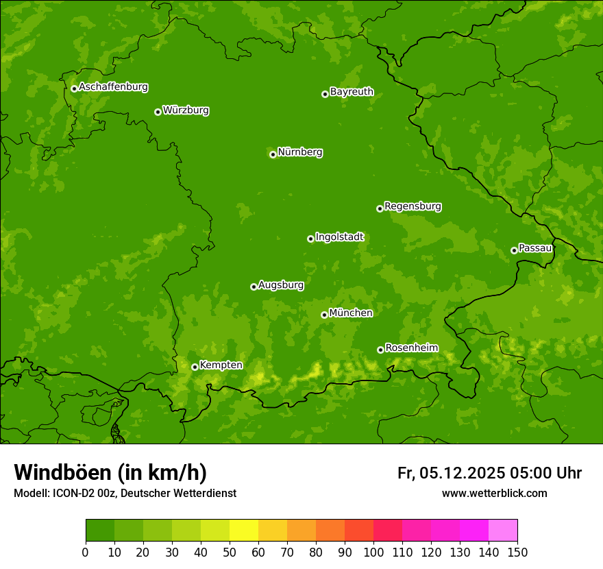 Modellkarten Windgeschwindigkeit