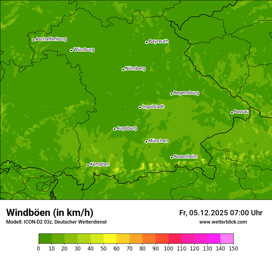 Modellkarten Windgeschwindigkeit