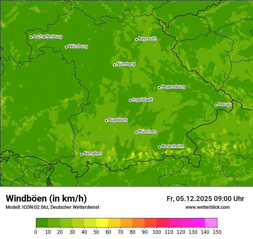 Modellkarten Windgeschwindigkeit