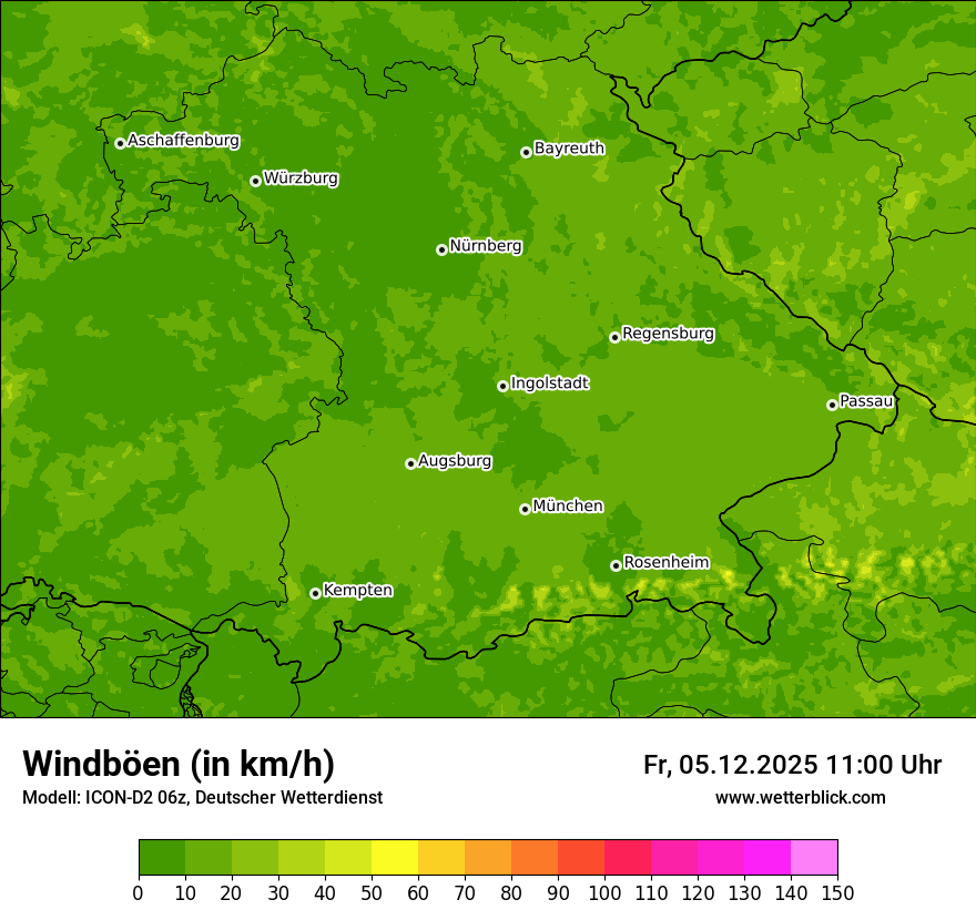 Modellkarten Windgeschwindigkeit