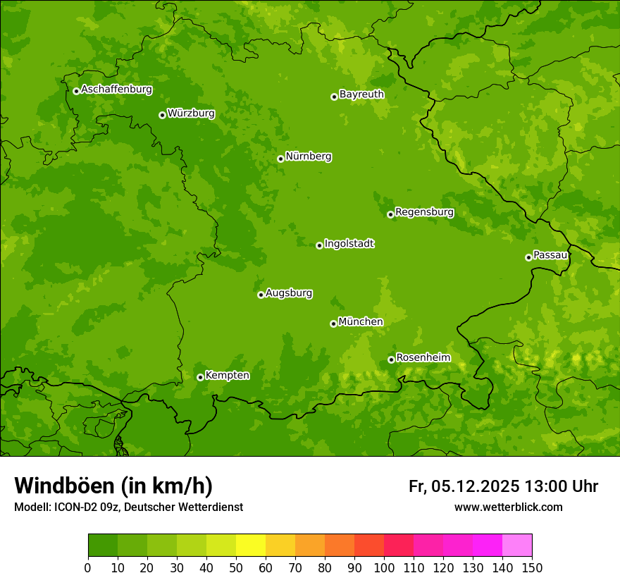 Modellkarten Windgeschwindigkeit