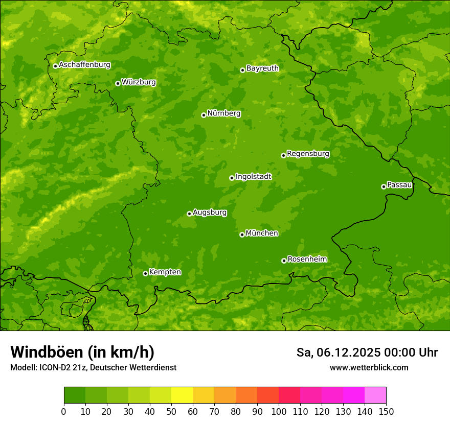Modellkarten Windgeschwindigkeit