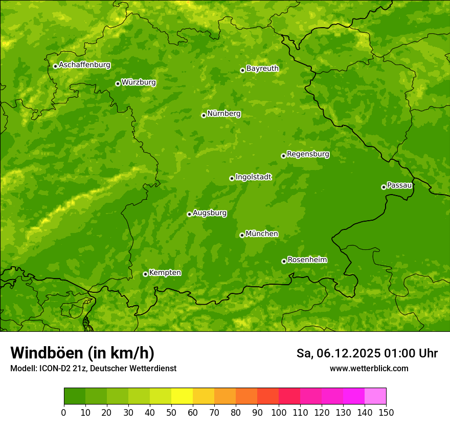 Modellkarten Windgeschwindigkeit
