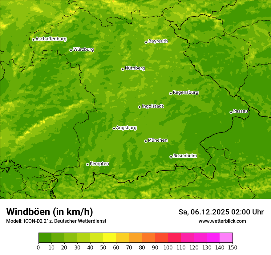 Modellkarten Windgeschwindigkeit