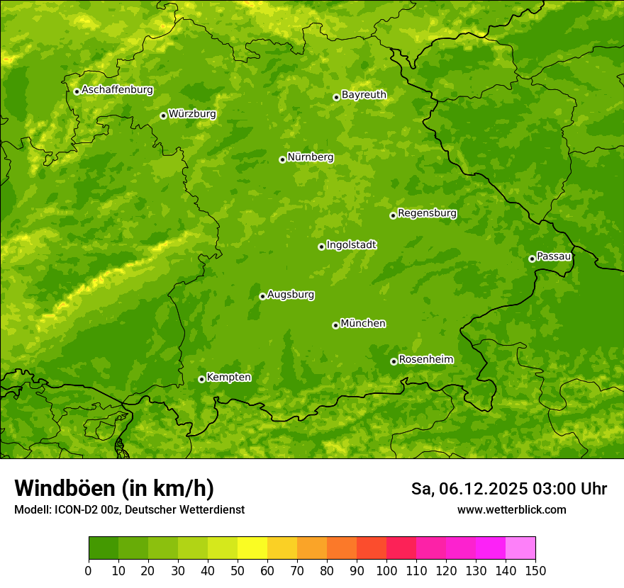 Modellkarten Windgeschwindigkeit
