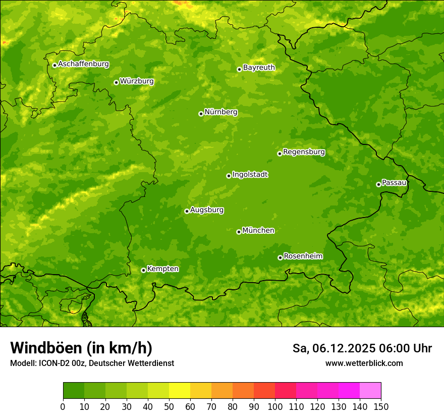 Modellkarten Windgeschwindigkeit