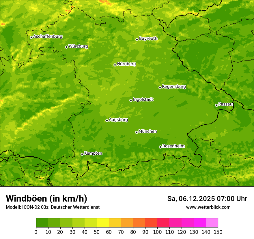 Modellkarten Windgeschwindigkeit