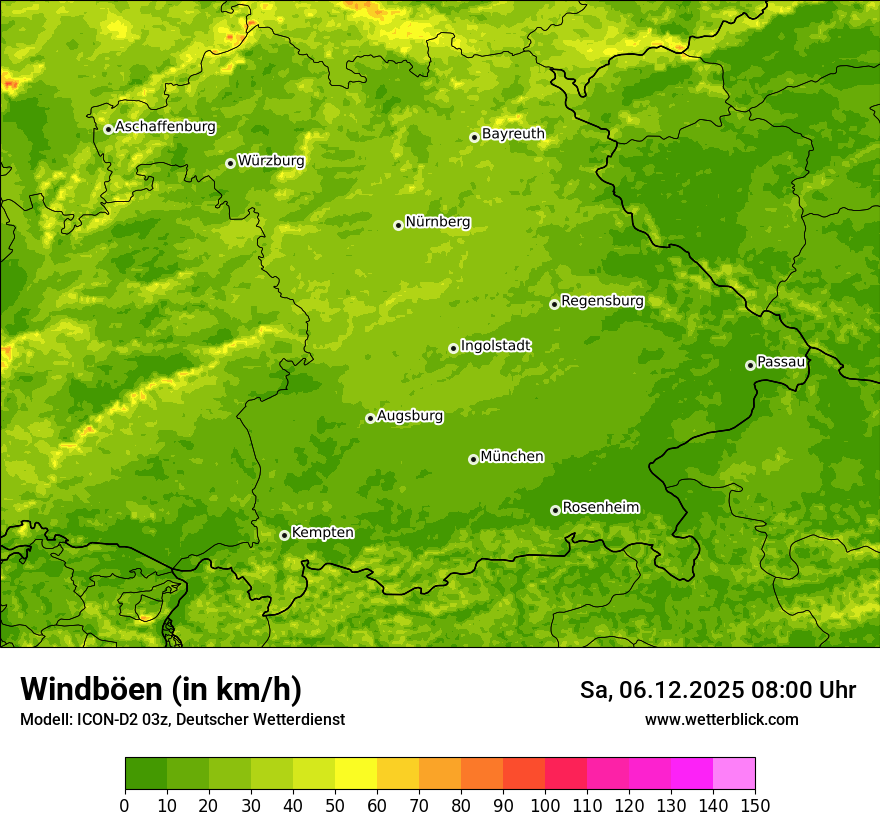 Modellkarten Windgeschwindigkeit