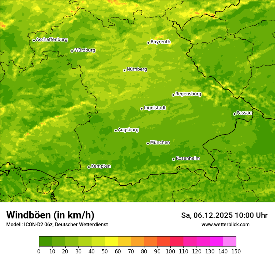 Modellkarten Windgeschwindigkeit