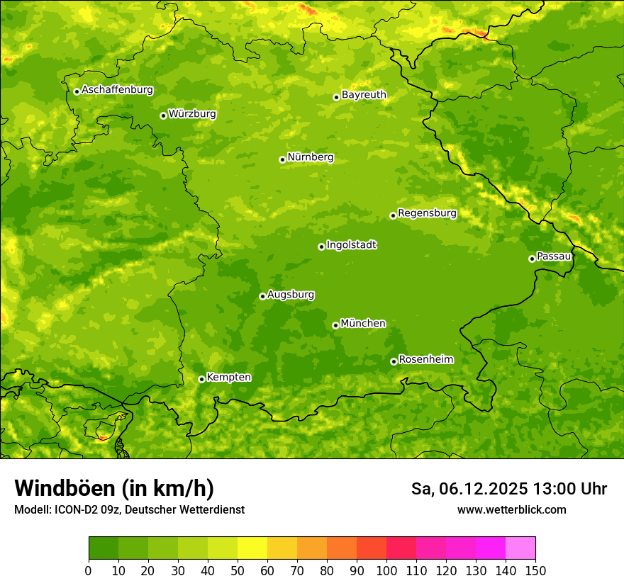 Modellkarten Windgeschwindigkeit